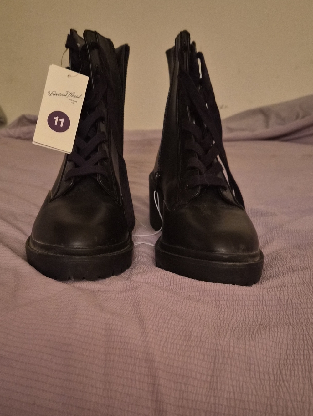 Universal Thread Black Lace-Up Combat Boots - Women's